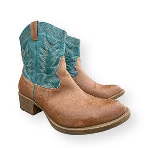 Coconuts by Matisse Casidy Women's Cowboy Boots Size 10M Teal Western Ankle